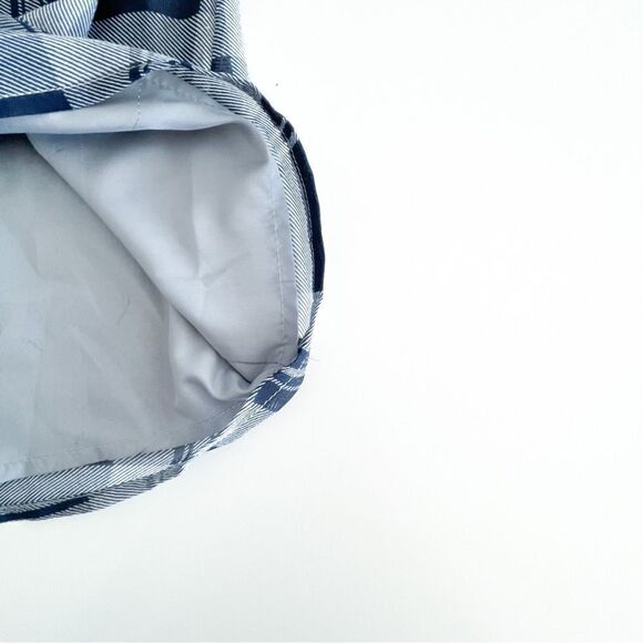 BB Dakota Plaid Dress Shift Dress Navy Gray Long Sheer Sleeve Women's S - Picture 9 of 11